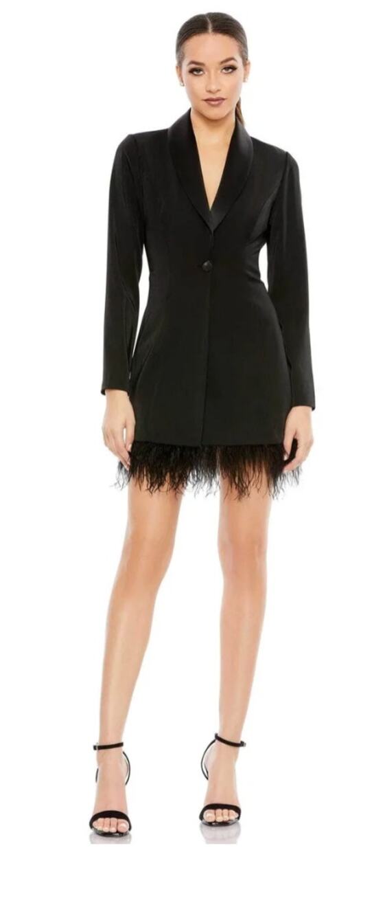 Ieena for Mac Duggal 26510 Long Sleeve Tuxedo Cocktail Dress, Size 6